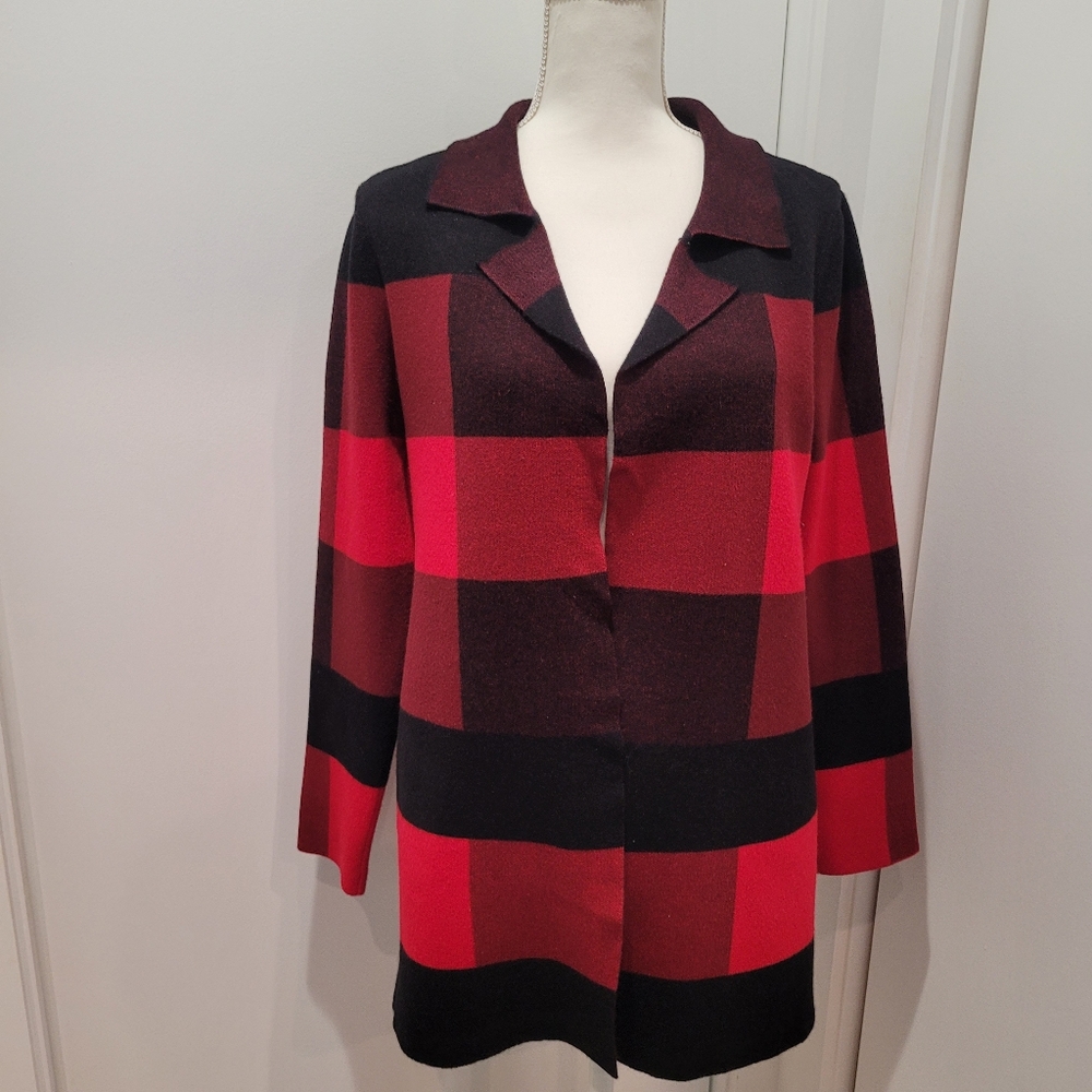 The Look Women's Sweater Jacket Size M Buffalo Plaid